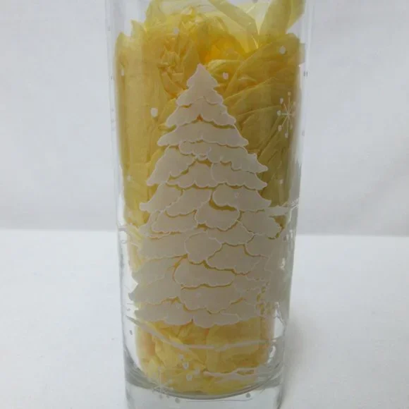 Vintage Cristal D'Arque Christmas Frosted Sleighride glass tumbler 6" Set 5